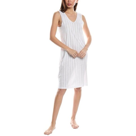 NWT HANRO Womens M Simone White Sleeveless V-Neck Summer Tank Gown Nightgown